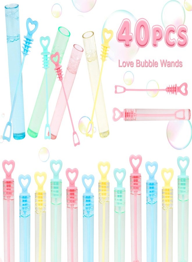 LOAVER 40 Pack Valentines Day Mini Heart Bubble Wands for Kids,Valentines Day Assorted Pastel Color Bubble Wands Toys for Class Party Exchange Gifts Wedding Goodie Bag Fillers - Image 3
