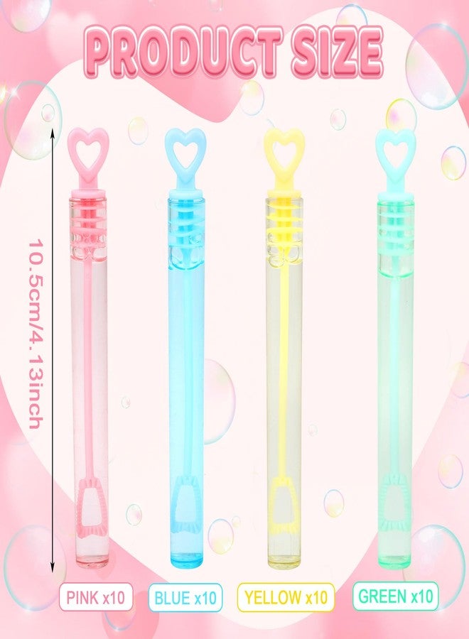 LOAVER 40 Pack Valentines Day Mini Heart Bubble Wands for Kids,Valentines Day Assorted Pastel Color Bubble Wands Toys for Class Party Exchange Gifts Wedding Goodie Bag Fillers - Image 2