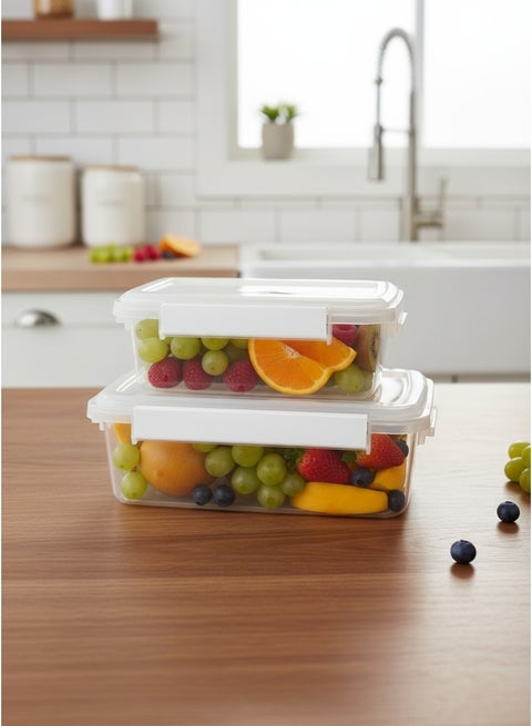 2 Piece Food Storage Container Set Rectangle Clear/White