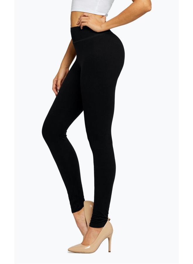 Conceited Black Premium Ultra Soft High Waisted Leggings for Women - 3" Wide Band - Workout Leggings for Women Tummy Control - One Size - SOL01R-3-Black - Image 5