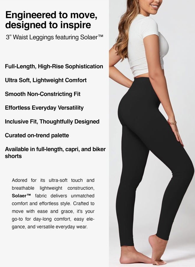 Conceited Black Premium Ultra Soft High Waisted Leggings for Women - 3" Wide Band - Workout Leggings for Women Tummy Control - One Size - SOL01R-3-Black - Image 2