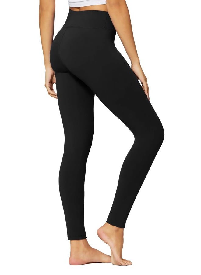 Conceited Black Premium Ultra Soft High Waisted Leggings for Women - 3" Wide Band - Workout Leggings for Women Tummy Control - One Size - SOL01R-3-Black - Image 1