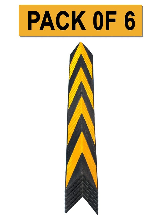 LADWA 800mm Rubber Corner Guards - Set of 6 L-Shaped Parking Safety Pillars with Yellow Reflective Tape for Enhanced Visibility - High-Impact Protection for Walls, Vehicles, and Equipment - Image 2