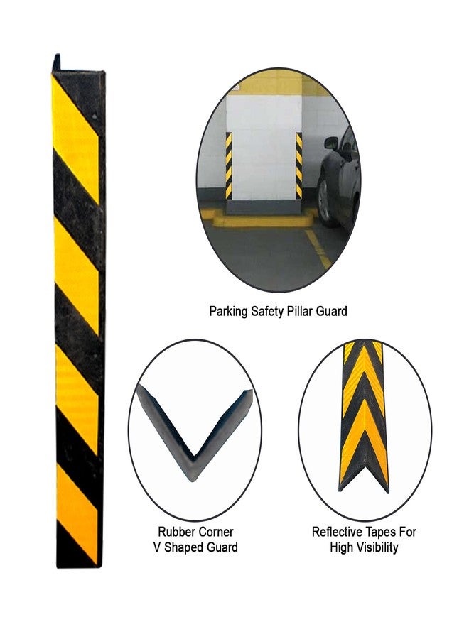 LADWA 800mm Rubber Corner Guards - Set of 6 L-Shaped Parking Safety Pillars with Yellow Reflective Tape for Enhanced Visibility - High-Impact Protection for Walls, Vehicles, and Equipment - Image 5