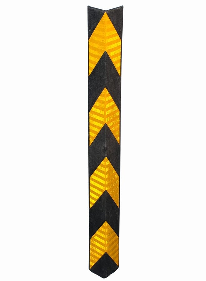 LADWA 800mm Rubber Corner Guards - Set of 6 L-Shaped Parking Safety Pillars with Yellow Reflective Tape for Enhanced Visibility - High-Impact Protection for Walls, Vehicles, and Equipment - Image 1