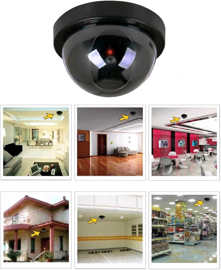Fake Dome Security Camera Battery Powered Indoor Outdoor Surveillance Simulation - Image 3