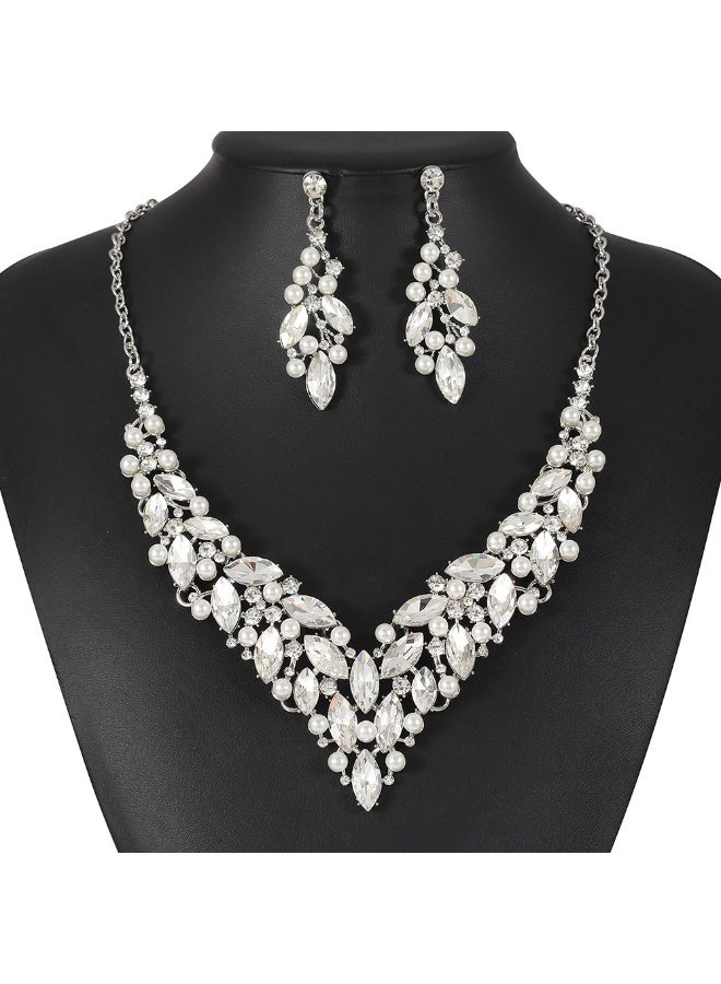 NIBEMINENT Bridal Wedding Jewelry Set - Exquisite Necklace and Earring Combo