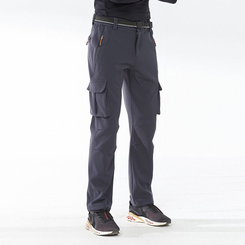 Winter Outdoor Soft Shell Pants For Men And Women, Velvet Warm And Windproof, Multi-Flap Pocket Pants Assault Pants, Velvet And Thickeneded Hiking Pants For Hiking - Image 4