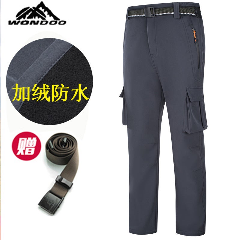 Winter Outdoor Soft Shell Pants For Men And Women, Velvet Warm And Windproof, Multi-Flap Pocket Pants Assault Pants, Velvet And Thickeneded Hiking Pants For Hiking - Image 2