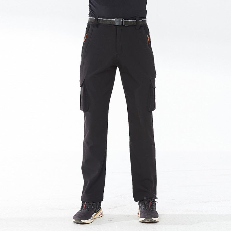 Winter Outdoor Soft Shell Pants For Men And Women, Velvet Warm And Windproof, Multi-Flap Pocket Pants Assault Pants, Velvet And Thickeneded Hiking Pants For Hiking - Image 1