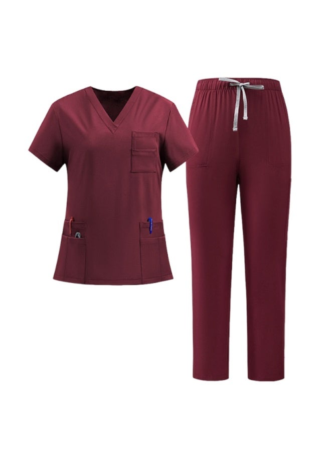 NIBEMINENT Classic  Nurse Scrubs Set Nurse Accessories Medical Uniform Surgical Dental Clinical Top Pants Lab Workwear Clothes - Image 1