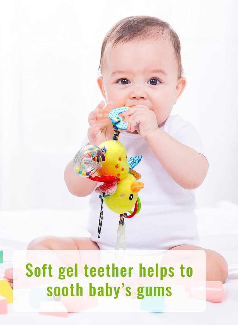 happy monkey Baby Stroller Toy and Car Seat Toy for Infant with Teether Hanging Rattle Toys Soft Plush Baby Toys for Boys and Girls 3-12 Months  - Image 3