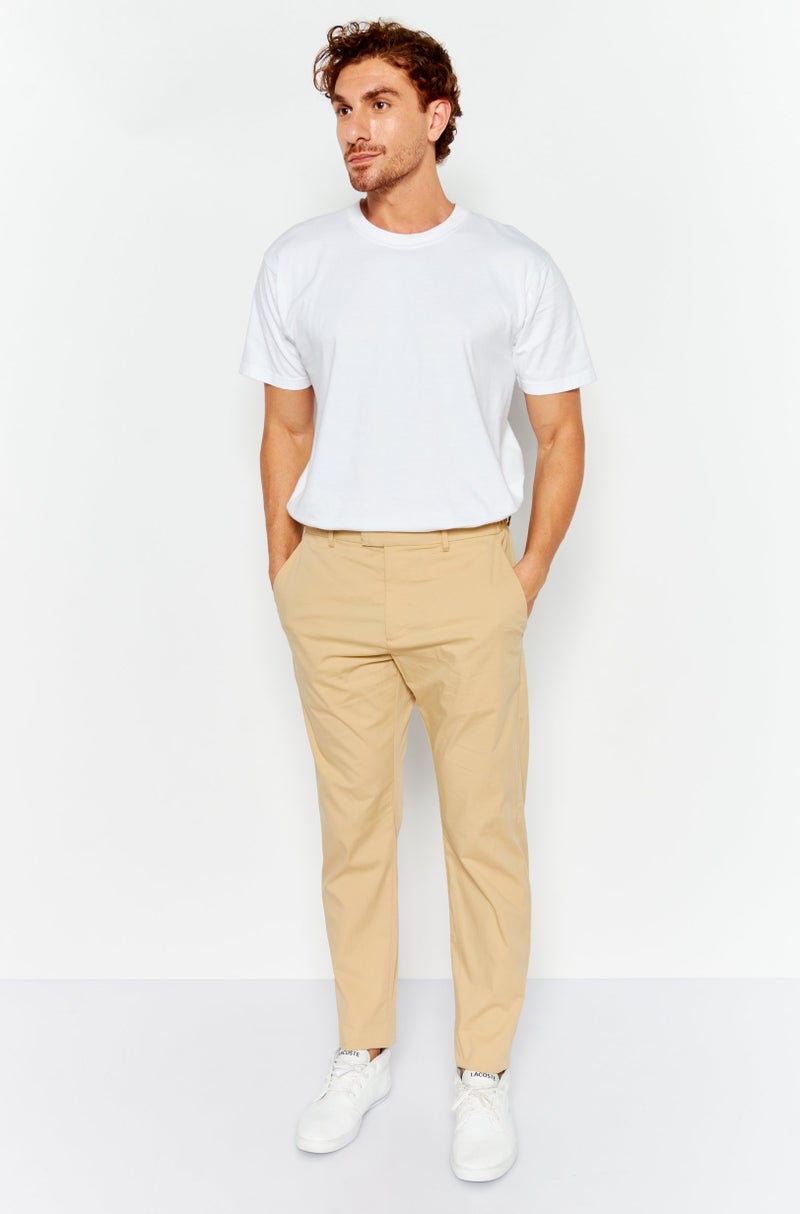 ESPRIT Men Slim Fit Stretchable Solid Chino Pants, Beige - Image 2