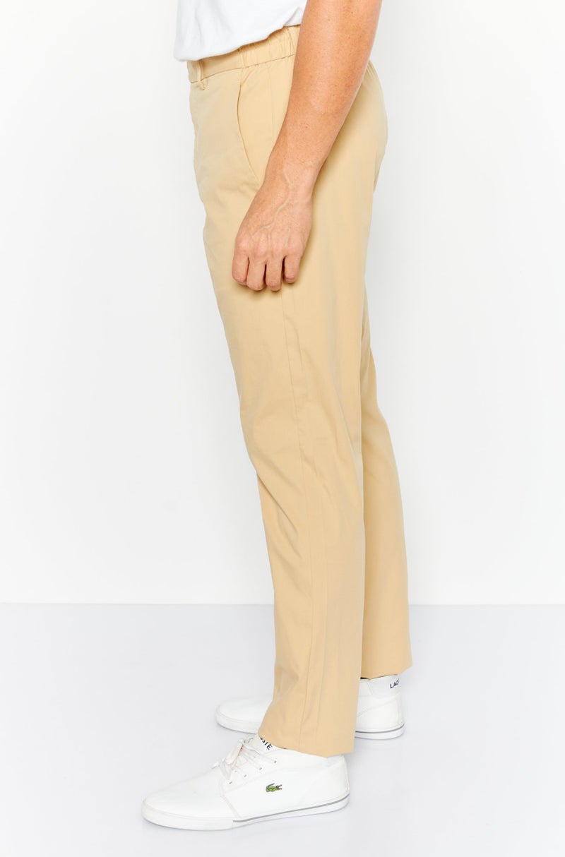 ESPRIT Men Slim Fit Stretchable Solid Chino Pants, Beige - Image 3
