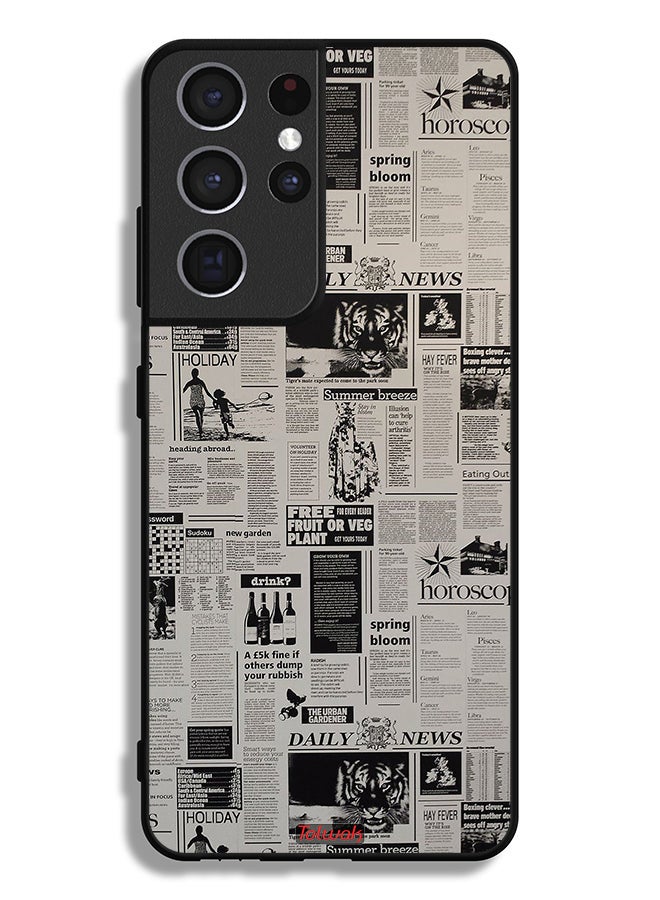 Tolwak Samsung Galaxy S21 Ultra 5G Protective Case Cover Newspaper Recording - Image 3