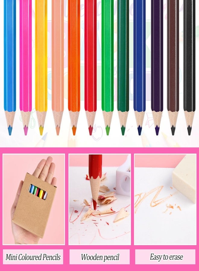 WXJ13 12 Sets Mini Drawing Colored Pencils Mini Colored 3.5 Inch Portable Short Fat Pencils Bulk with Sharpener Eraser for Child Painting,12 Different Color Per Boxes - Image 5