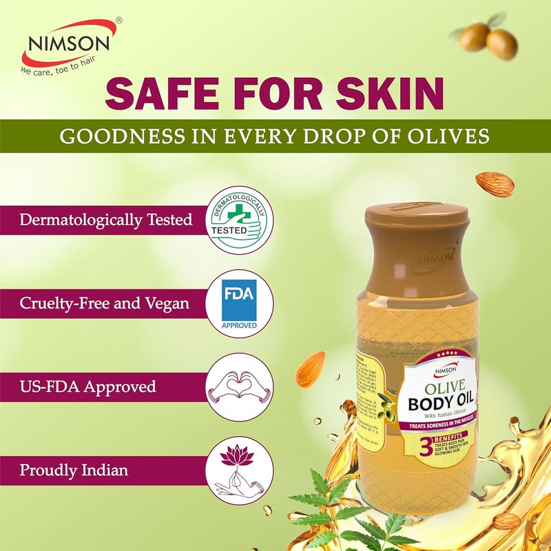 Nimson Olive Body Oil Deep Moisturization Soothing Relief Italian Olives Hydrating Formula 500ml Bottle Dry Skin Radiant Glow Ethically Sourced - Image 5