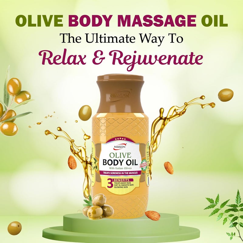 Nimson Olive Body Oil Deep Moisturization Soothing Relief Italian Olives Hydrating Formula 500ml Bottle Dry Skin Radiant Glow Ethically Sourced - Image 2