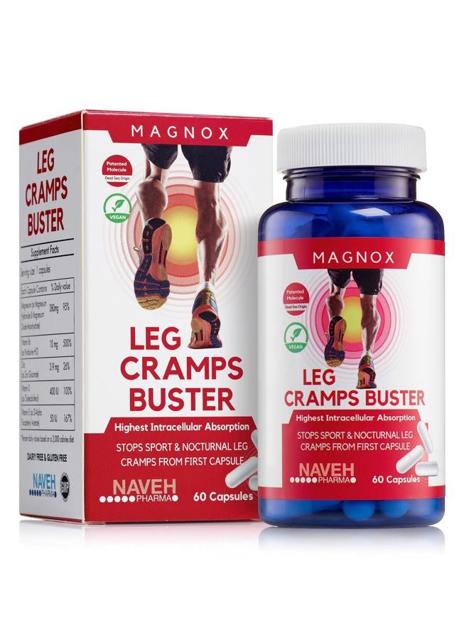 MAGNOX ® Leg Cramps Buster | Magnesium Supplement for Muscle Cramps & Spasms | 380mg Magnesium for Leg Cramps at Night | 3X More Absorption | Dead Sea Minerals | Magnesium for Sleep&Muscle | 60 Caps - Image 1