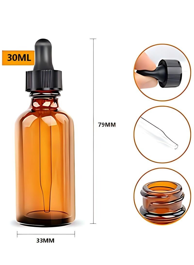 Glass Bottles Essential Oils Glass Eye Dropper 30 ml (1oz) Essential Oils,Glass Eye Dropper Dispenser for Essential Oils, Kitchen Tools, Chemistry Lab Chemicals, Colognes, Amber, 1 fl oz 6 Pack - Image 5