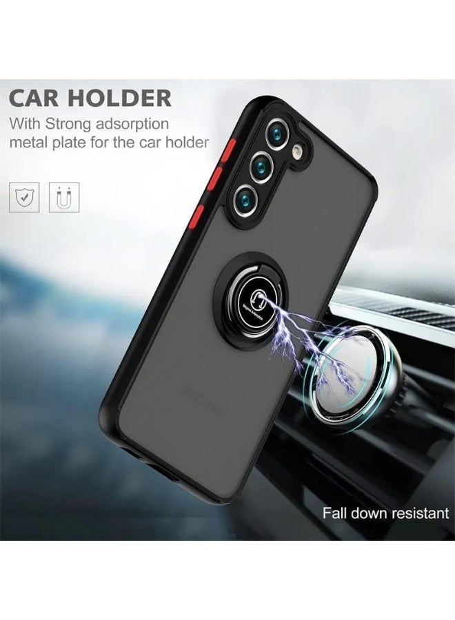 Case for Samsung Galaxy S23 Case Cover Metal Ring Holder Grip Kickstand Car Magnetic Mount Shockproof Matte Hard Back Bumper Case for Samsung Galaxy S23 Black - Image 2