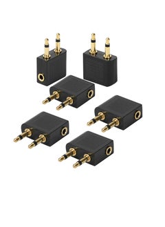 SUNSAR [6 Pack] Airplane Airline Flight Adapters for Headphones, Golden Plated 3.5mm Male to 3.5mm Female Earphone Jack Headset Connector Adapter  - Image 1