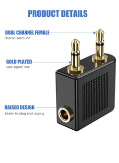 SUNSAR [6 Pack] Airplane Airline Flight Adapters for Headphones, Golden Plated 3.5mm Male to 3.5mm Female Earphone Jack Headset Connector Adapter  - Image 2
