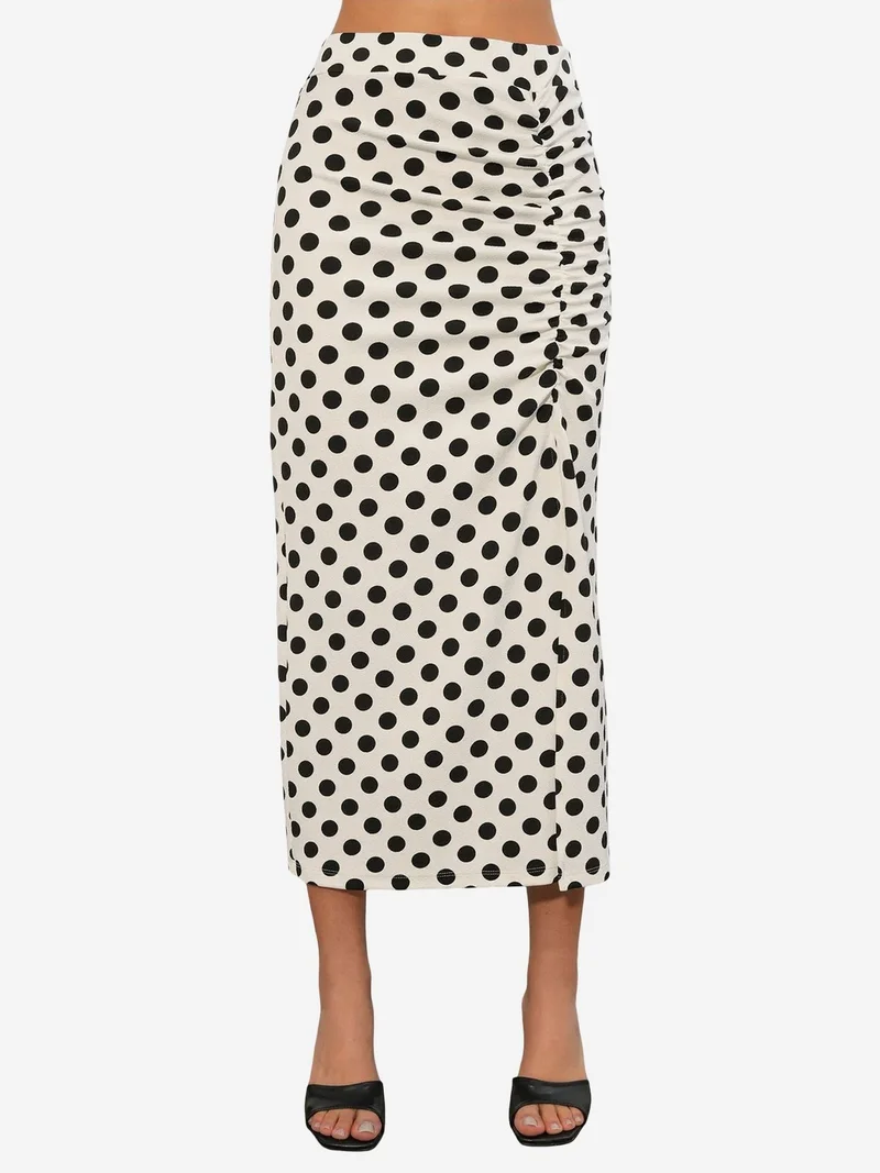 Big Dart BDART High Waist Polka Dot Midi Skirt