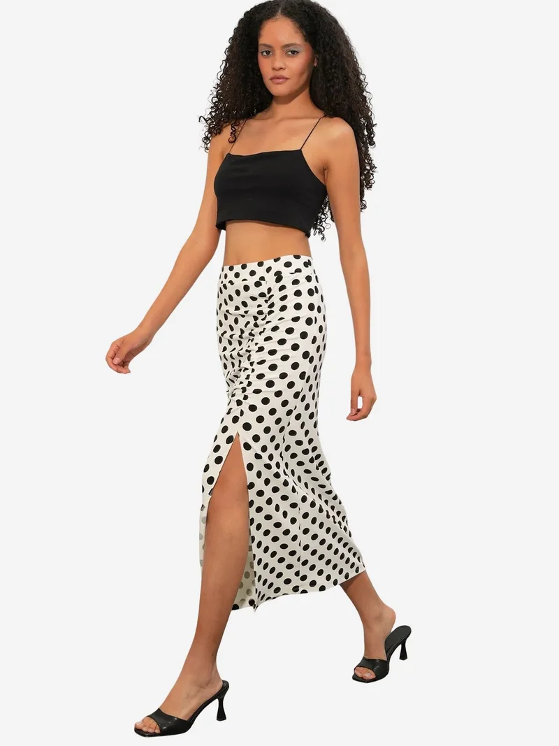 Big Dart Multicolor BDART High Waist Polka Dot Midi Skirt for Women | Best Price UAE