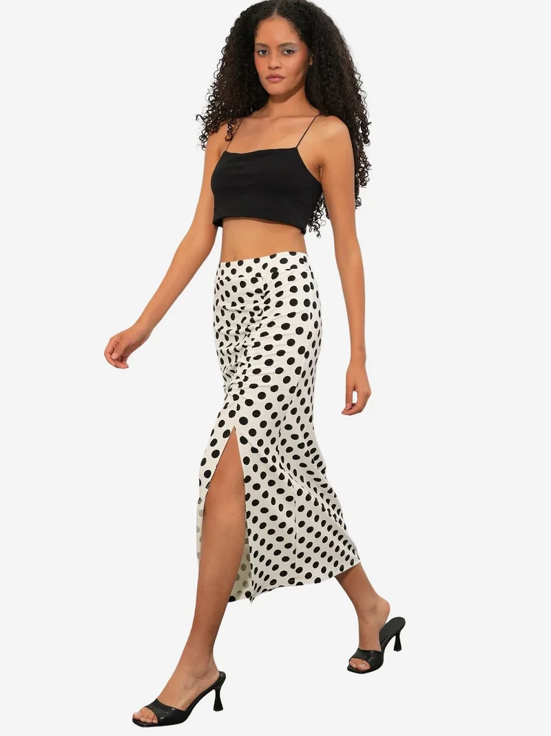 Big Dart Multicolor BDART High Waist Polka Dot Midi Skirt for Women | Best Price UAE