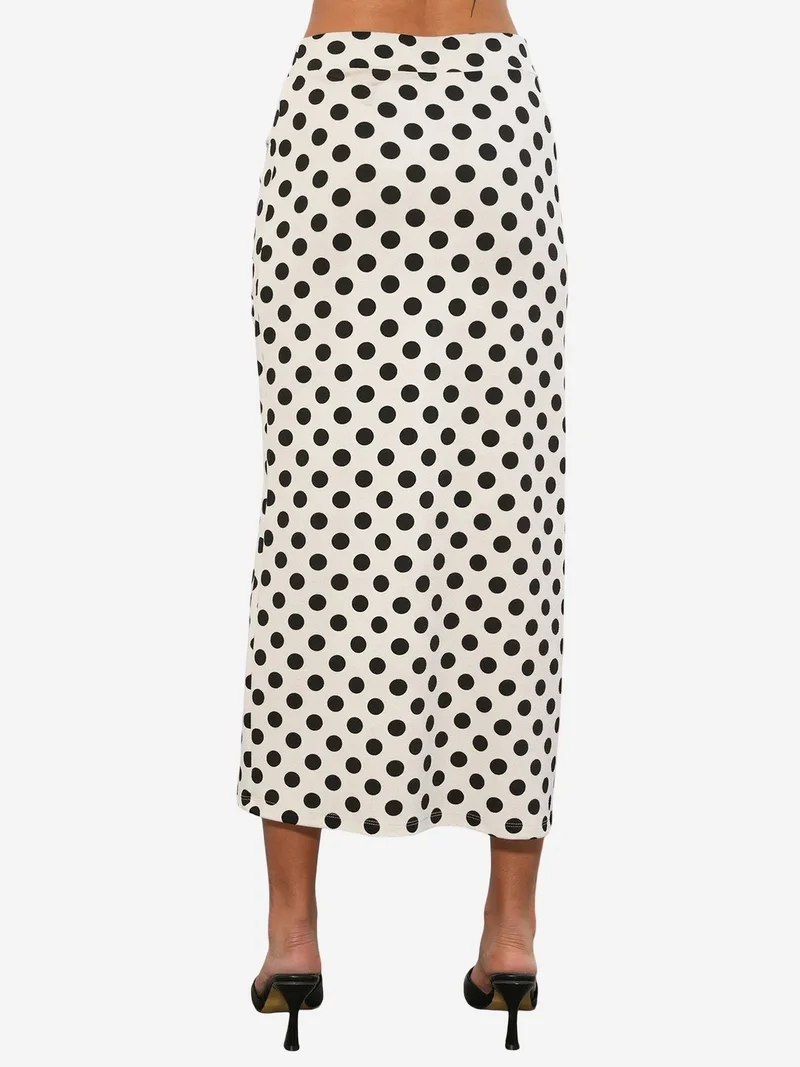 Big Dart Multicolor BDART High Waist Polka Dot Midi Skirt for Women | Best Price UAE