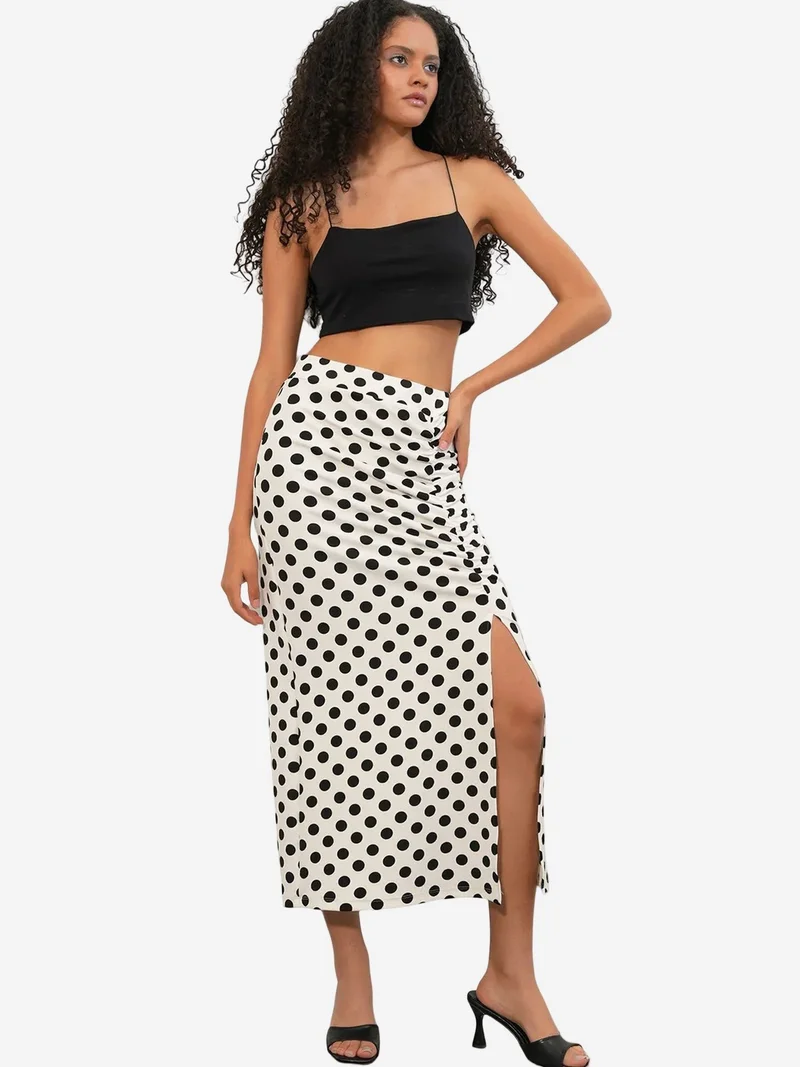 Big Dart BDART High Waist Polka Dot Midi Skirt
