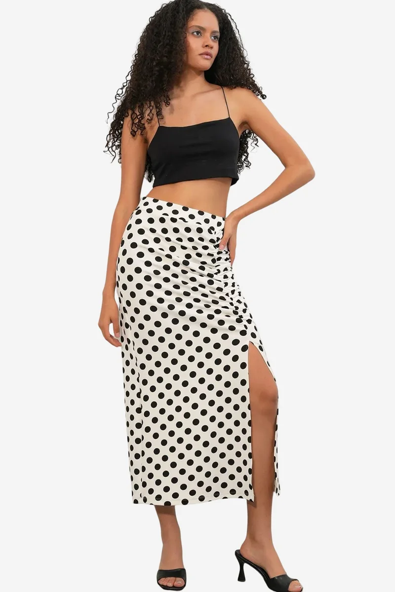 بيغ دارت BDART High Waist Polka Dot Midi Skirt