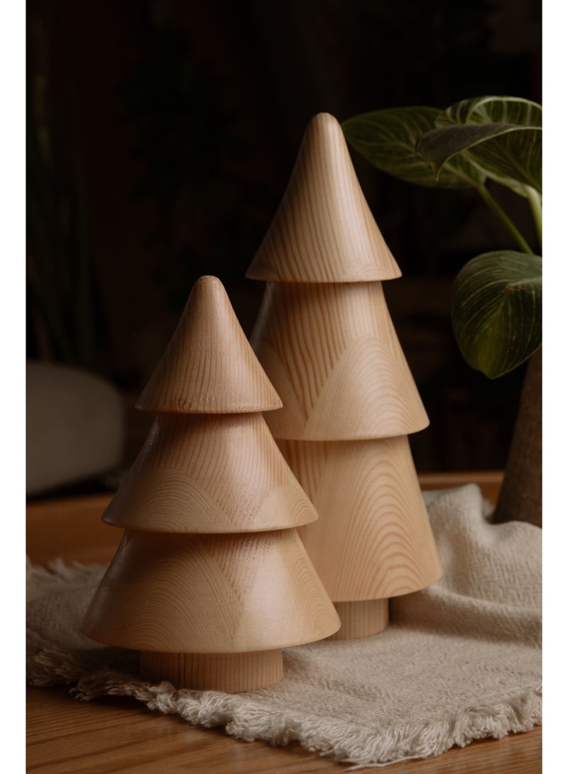 Words Co. Minimalist Wooden Christmas Trees – Set of 2 - Image 1