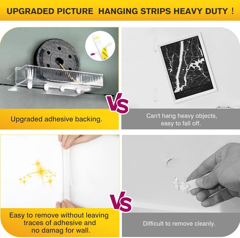 EMITEVER Picture Hanging Strips Heavy Duty, Damage Free Picture Hangers for Walls, Picture Hanging Kit, Hanging Hooks Without Nails, Medium Adhesive Wall Strips for Poster Sticky 20-Pairs (40 Strips) - Image 4