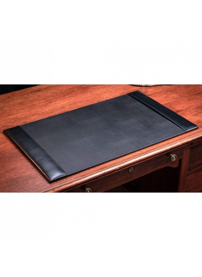 Dacasso - Dacasso Bonded Pad with Side Rails Luxury Leather Desk Blotter for Writing, 30 x 18, Black - Image 1