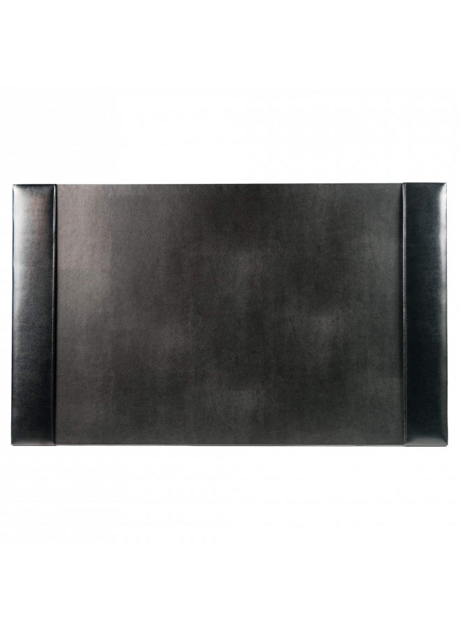 Dacasso - Dacasso Bonded Pad with Side Rails Luxury Leather Desk Blotter for Writing, 30 x 18, Black - Image 1