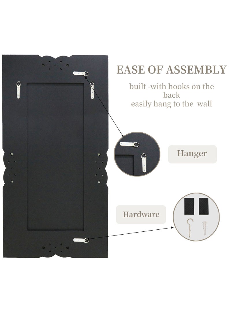ويسفور مرآة حائط كريستالية فاخرة مقاس 120 × 60 سم، مرآة حائط مستطيلة من الكريستال، مرآة كبيرة حديثة مع خطافات معدنية، مرآة معلقة، مرآة حمام للحمام وغرفة المعيشة وغرفة النوم - Image 5
