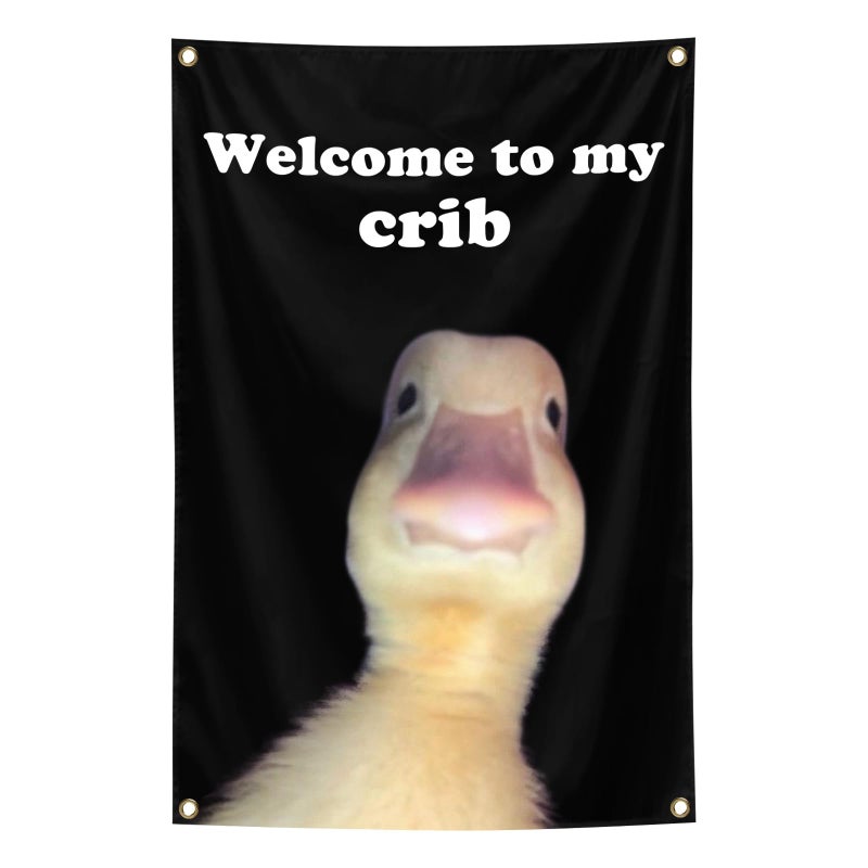 XEODE Welcome to My Crib Flagï¼Œ2x3 Feet Tapestry Funny Poster Durable Man Cave Wall Flag with Brass Grommets room decor for bedroom Banner - Image 1