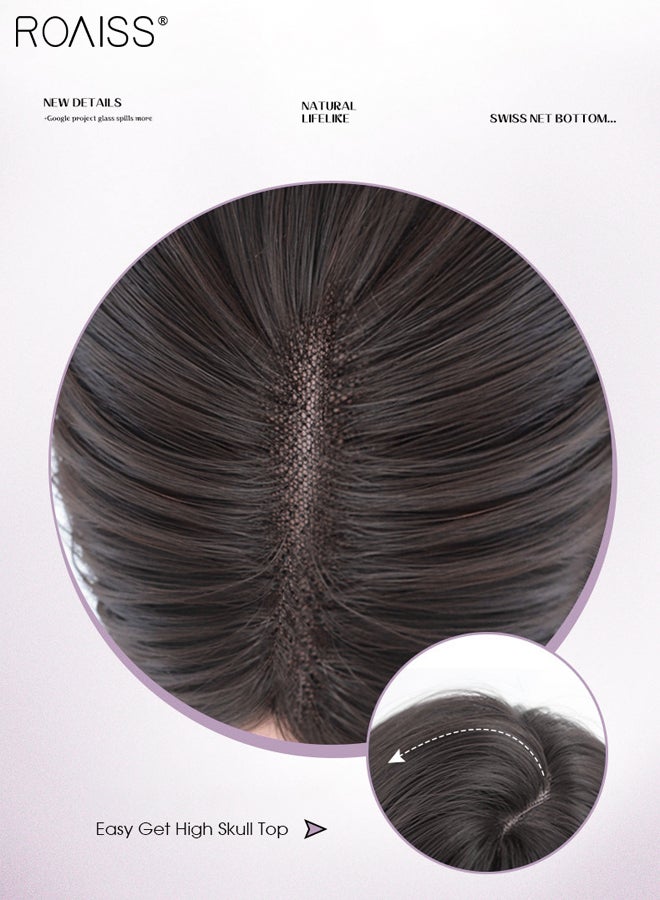 رويس باروكة شعر بني أسود طويل مموج، باروكة شعر نسائية طبيعية ناعمة مقاومة للحرارة، مناسبة لحفلات الزفاف والتنكر، للاستخدام اليومي، 75 سم (30 بوصة) - Image 4