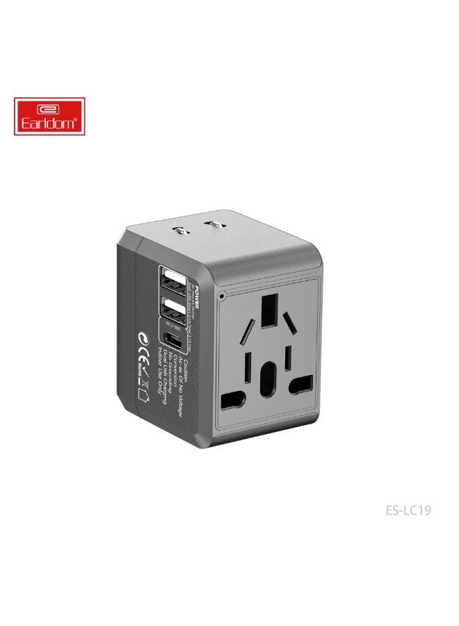 أيرلدوم محول سفر إيرلدوم ES-LC18 العالمي بقوة 1500 واط | قابس طاقة عالمي شامل مع منفذ USB-C وشحن سريع مزدوج | متوافق مع جميع أنحاء العالم في المملكة المتحدة/الولايات المتحدة/الاتحاد الأوروبي/أستراليا | حماية آمنة من الحرائق - Image 3