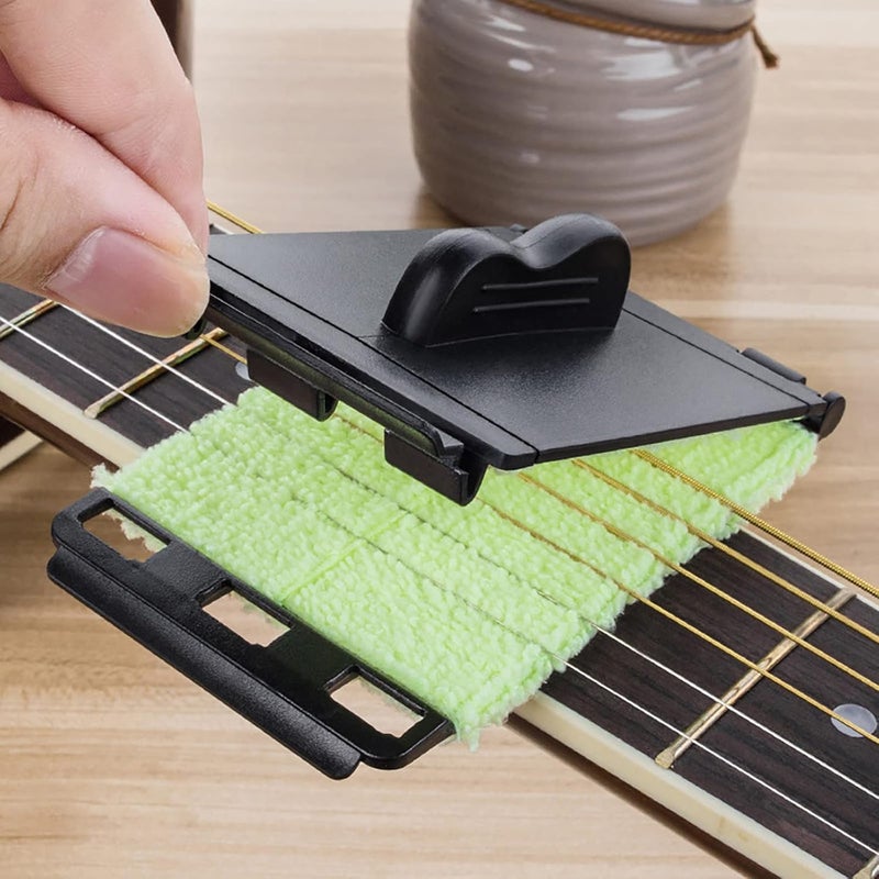 Guitar String Cleaner Scrubber, Fingerboard Cleaning Cloth, Guitar Fretboard Cleaner Wiper, Guitar Cleaning Maintenance Care Kit for Guitar/Bass/Mandolin Instrument Accessories - Image 1