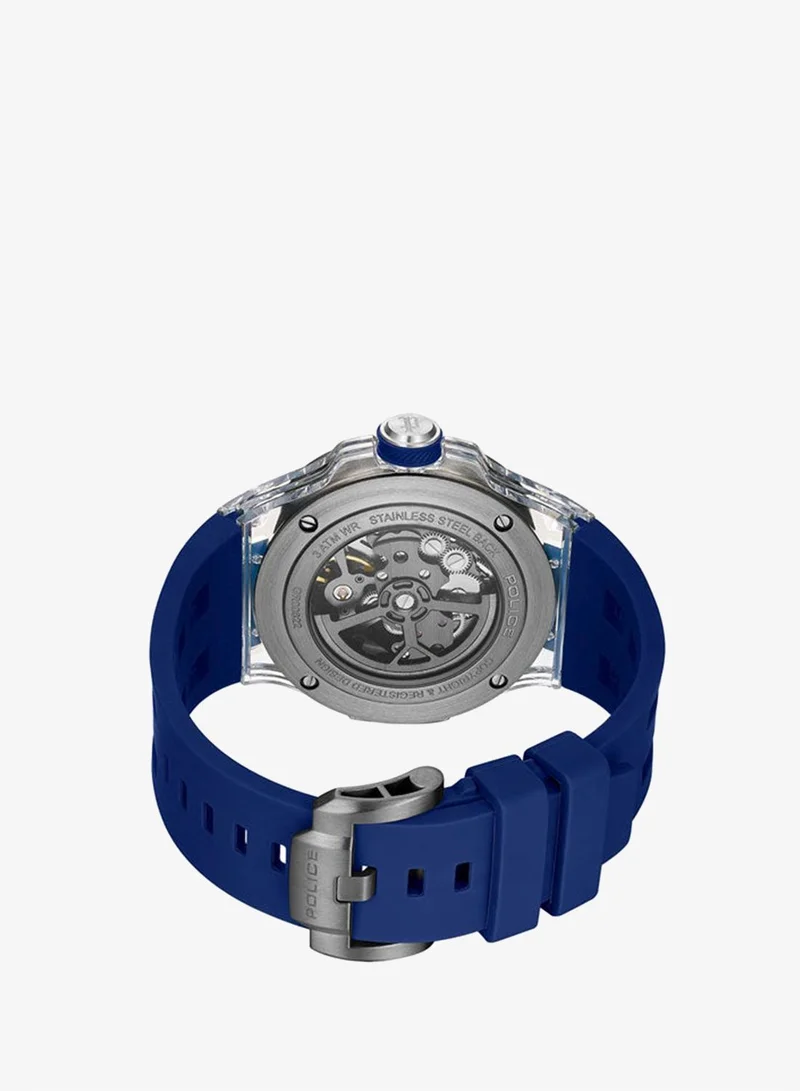 Police blue Men's Cyclone Gunmetal Dial Blue Silicone Strap Automatic Watch for Men - 43.5mm for Men | Best Price UAE