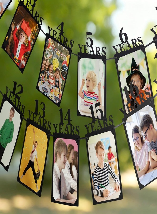 Breling 18th Happy Birthday Photo Banner Newborn to 18th Age Photo Banner Decorations 16th Party Picture Frame Garland Display Party Supplies(Black) - Image 4