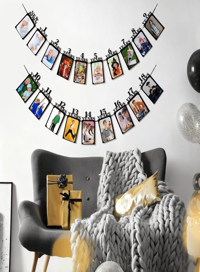Breling 18th Happy Birthday Photo Banner Newborn to 18th Age Photo Banner Decorations 16th Party Picture Frame Garland Display Party Supplies(Black) - Image 5