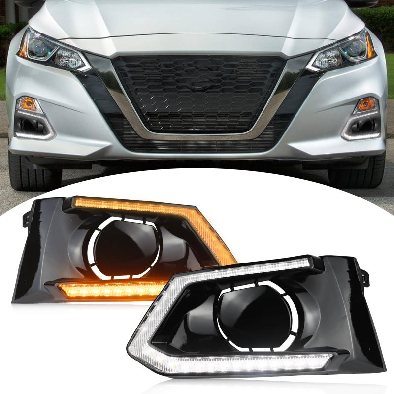 BINQIGOO Front Bumper Fog Light Daytime Running Lamp Turn Signal LED Compatible with Nissan Altima 20192022 S SR SV SL Platinum