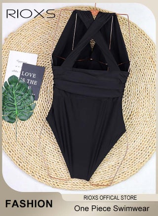 Women's One Piece Swimwear, Cross Wrap Cutout Swimsuit, Push Up Padded Tummy Control Swimming Suit, Sleeveless Halter Bodysuit, Womens Black Swimwear, Ladies Bathing Suit for Beach Hawaii Pool - pzsku/Z953CC5DC56D0AADD4A33Z/45/_/1736913056/f2276e4d-92d2-4145-988a-1412a0a50bc1