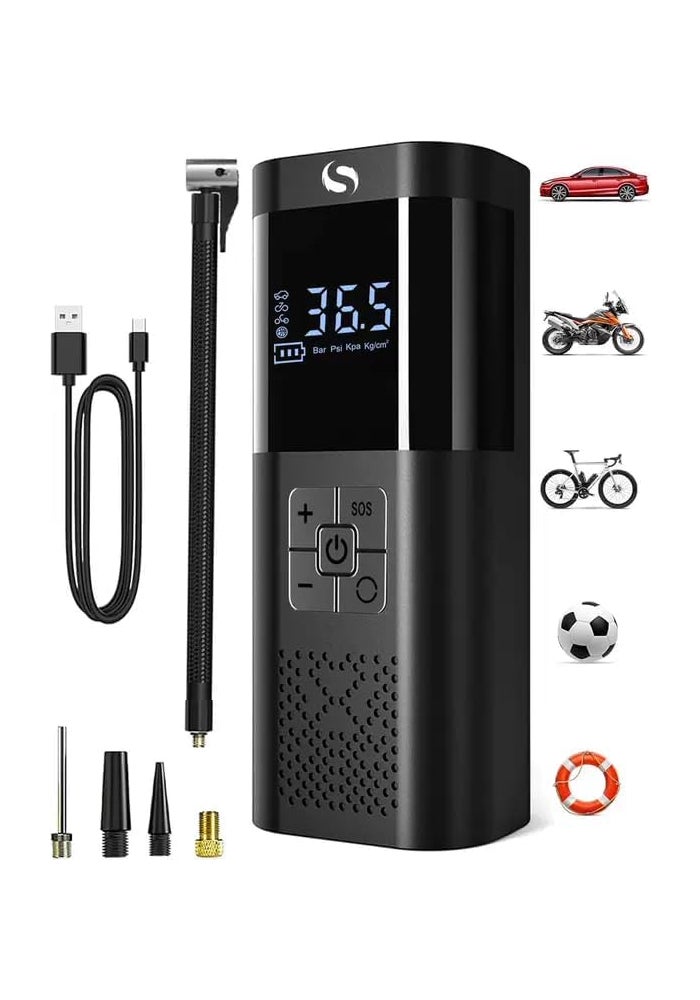 SERVOMASTER Cordless Tyre Inflator Air Compressor - 12V DC Auto Stop Pump for Cars, Bikes, and Motorcycles