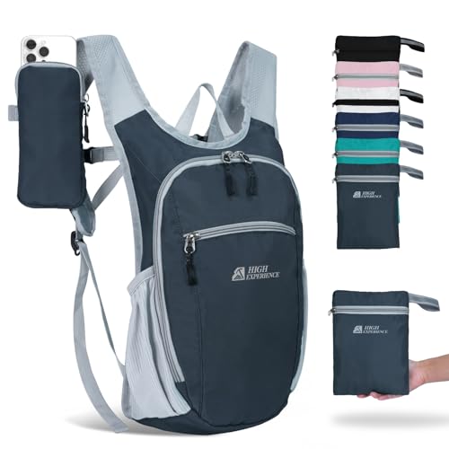 HIGH EXPERIENCE Hiking Backpack 10L15L Small Daypack Lightweight Packable Travel Foldable Water Resistan for Women Men Gray 10L - Image 1