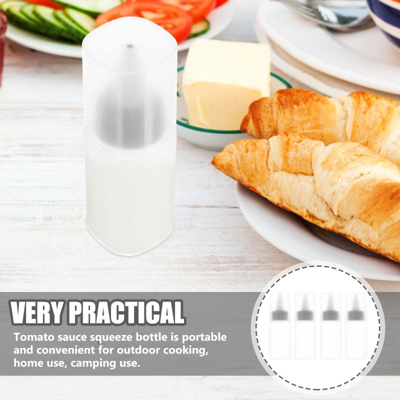 4Pc 40ml Small Condiment Squeeze Bottles With Lid Portable Plastic Dispenser For Ketchup Oil Vinegar Outdoor Picnic Travel - Image 4